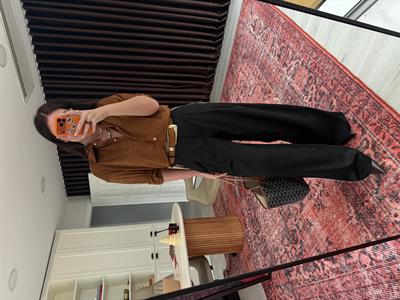 Yanları Süet Biyeli Siyah Palazzo Pantalon