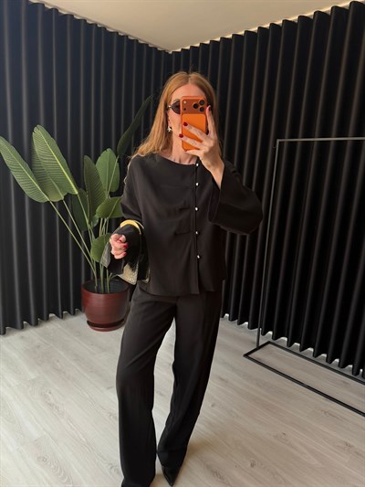 Orijinal Model , Siyah , Yandan Düğmeli , Premium Tok Tencel , Takım