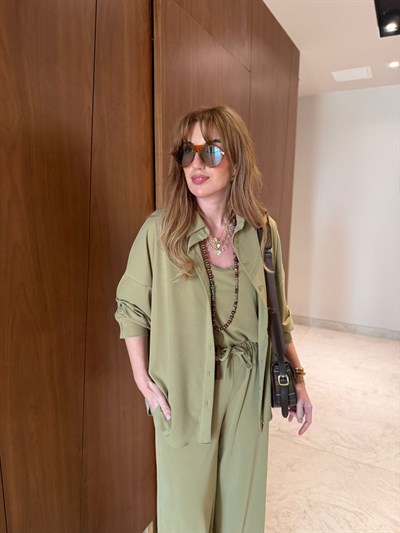 Örme Modal , Yağ Yeşili , Üçlü Takım