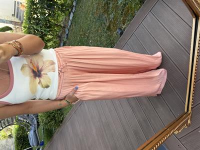 Beli Lastikli , Somon Rengi , Saten Pantolon