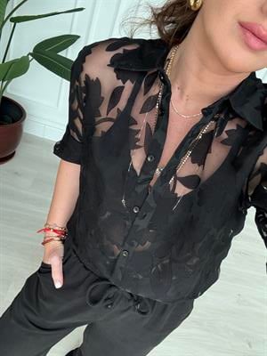 Premium Siyah Organze Tasarım Gömlek