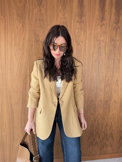 Çift Düğmeli , Kruvaze , Camel , Premium Blazer Ceket