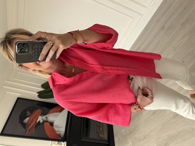 Tiril Dokuda , Pembe , Yarasa Kol , Premium Kalite Gömlek