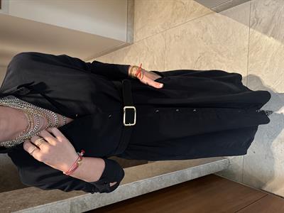 Kemerli , Tencel Modal , Siyah , Gömlek Elbise