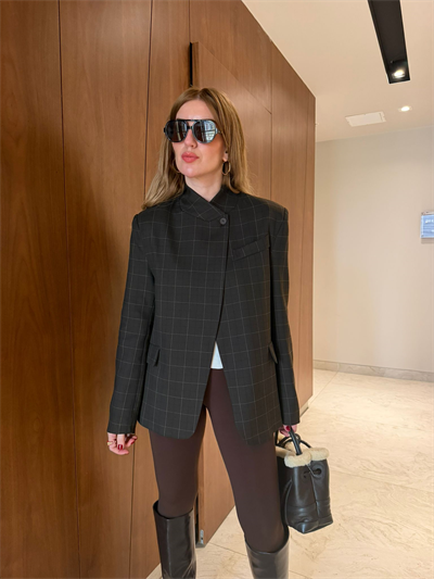Orijinal Model Acıkahve Kareli Premium Ceket