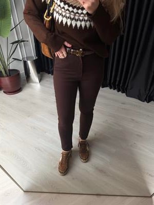 Full Likralı , Acıkahve , Kesik Paça Jean
