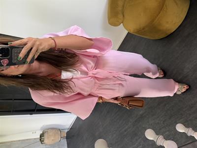 %100 Coton , Pembe , Önden Bağlamalı , Beli Lastikli , Müslim Takım