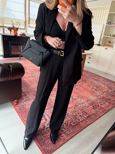 Premium Tencel Kumaş , Siyah Palazzo Pantolon