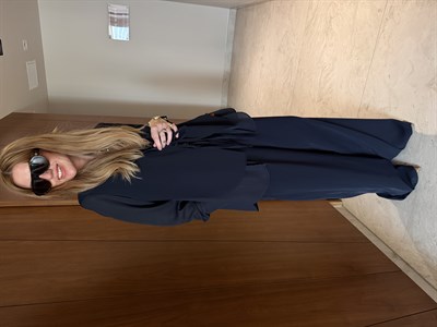 Orijinal Model , Lacivert Şifon & Krep Mix , Tasarım Ceket Pantolon Takım