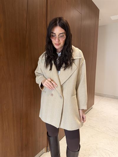 Ekru & Bej , Balık Sırtı Kaban