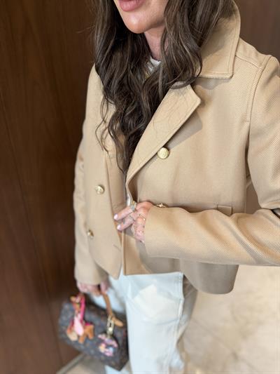 Premium Kalite , Bej Kısa Kaban