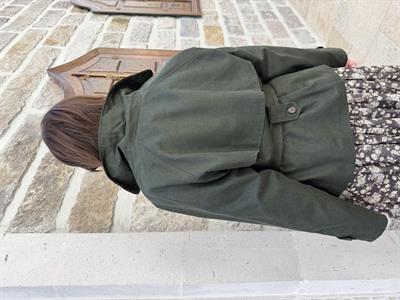 Yağlı Dokuda , Kadife Yakalı , Koyu Yeşil , Kuşaklı Trençkot