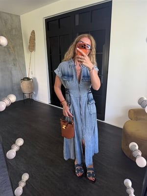 Yandan Bağlamalı, Premium Tencel Jean Elbise