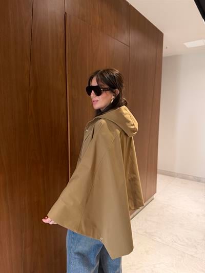 Çantalı , Premium , Camel Pelerin Trençkot 