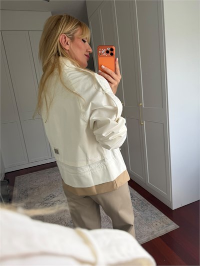 Orijinal Model , Belden Bağlamalı , Premium Beyaz & Bej , Gabardin Ceket