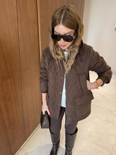 Orijinal Model , Kadife Yaka , Acıkahve , Süet , Kapitone Mont