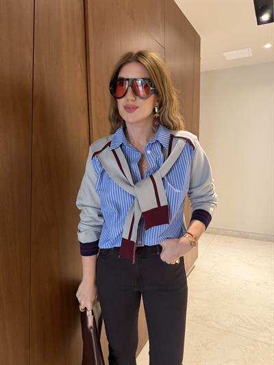Orijinal Model , Triko Atkı Detaylı , Çizgili Gömlek