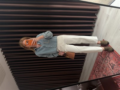 Acı Kahve Kemerli , Ekru Baggy Jean