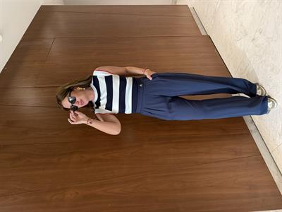 Arka Beli Komple Lastikli, Orijinal Marka Lacivert Tok Tencel Palazzo