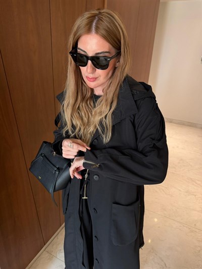 Orijinal Model , Kapüşonlu , Tasarım , Siyah Trençkot