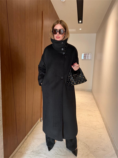 Orijinal Model , Siyah , Premium Kaşe Kaban