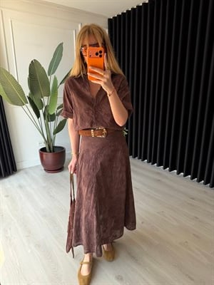 %100 Cotton , Acıkahve , Fisto Gömlek & Etek Takım
