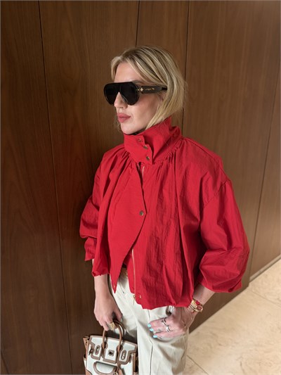 Orijinal Model , Dik Yaka , Kırmızı Yağmurluk