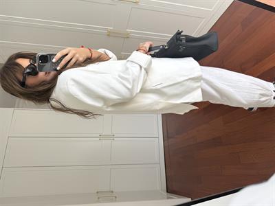 Oversize , Premium , Beyaz Keten Ceket