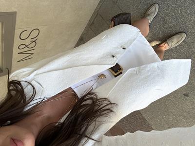 Fistolu , Premium , Beyaz Blazer Ceket