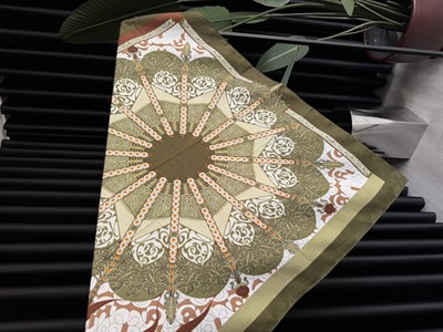 Madalyon Desenli , 90x90cm Yeşil Şal