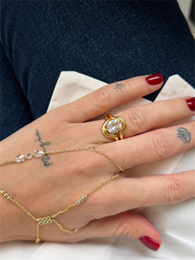 Hailey 5 Model , Damla Taş , Gold Yüzük