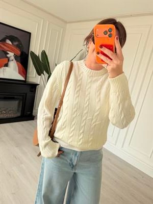 Saç Örgülü , Ekru Triko