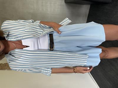 Beli Lastikli , Likralı , Kemerli , Bebe Mavisi Şort