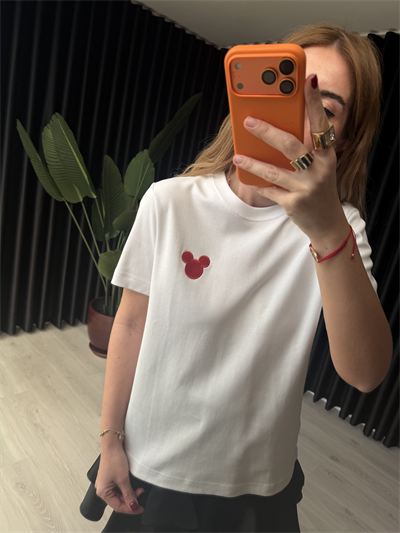 Orijinal Model , Mini İşlemeli , Beyaz T-shirt