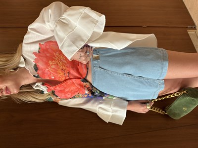 Metal Aksesuarlı , Tencel Şort Etek