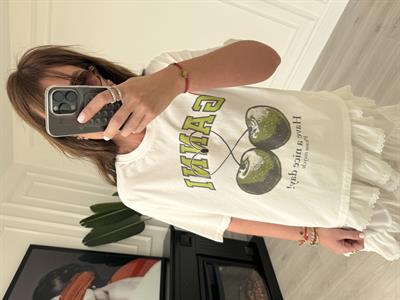 Logolu, Yeşil Desenli T-Shirt