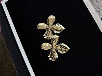 Gold , Çiçekli Metal Küpe
