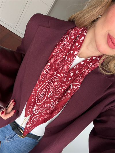 70x70 Bordo Desenli Şal