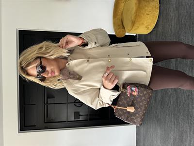 Kadife Yaka , Bej , Premium Kapitone Mont