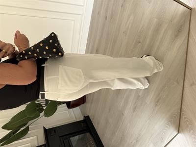 Arkası Lastikli , Kuşaklı , Premium , Beyaz , Tencel Gabardin Palazzo