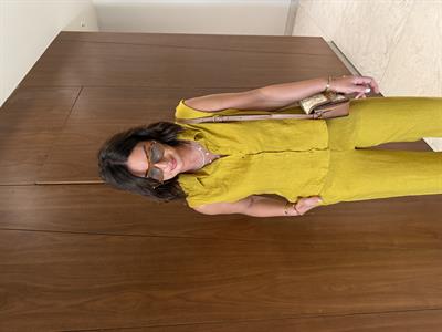 %100 İthal Keten , Premium , Hardal Gömlek Takım