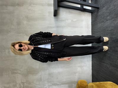 Orijinal Model Premium Siyah Zımbalı Bomber Mont