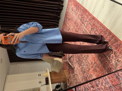 Premium Kalite Krep Kumaş , Bordo İspanyol Paça Pantolon