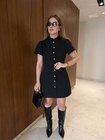 Orijinal Model , Gold Düğmeli , Karpuz Kol , Siyah Elbise