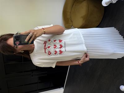 Kalp Desenli , Ekru T-shirt