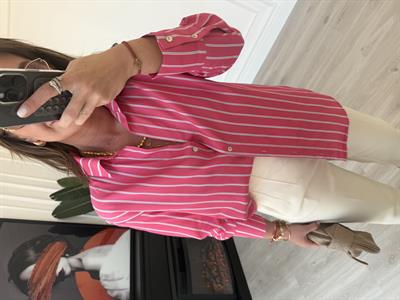 Mavi & Beyaz Çizgili , Pembe Poplin Gömlek