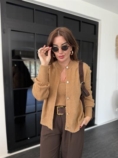 Askılı Bluzlu , Camel , Triko Takım