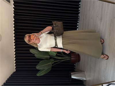 Orijinal Model, Kemerli, Taşlı Triko & Tencel Mix Elbise