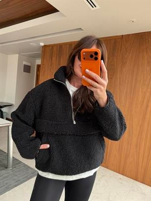 Orijinal Model, Siyah Teddy Sweat Mont