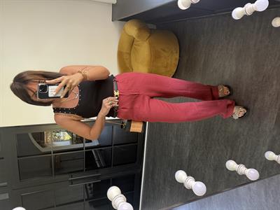 Orijinal Marka %100 Keten Kiremit Palazzo Pantolon